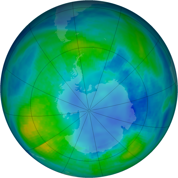 Antarctic ozone map for 25 April 1985